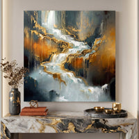 Golden Cascade Abstract