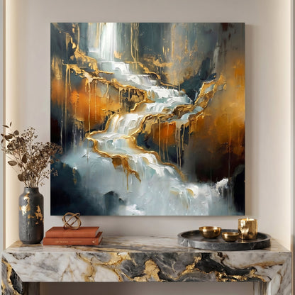 Golden Cascade Abstract