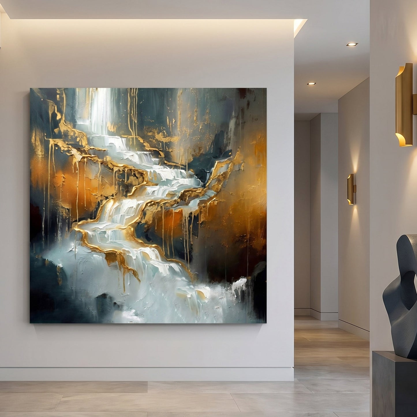 Golden Cascade Abstract