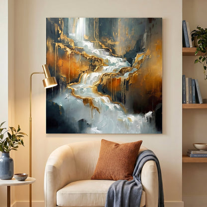 Golden Cascade Abstract