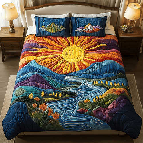 Golden Horizon 3-Piece Quilted Bedding Set - Single (59" x 70")