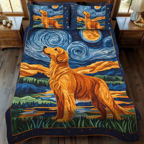 Golden Night Dreams 3-Piece Quilted Bedding Set - Single (59" x 70")