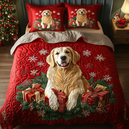 Golden Caroler 3-Piece Quilted Bedding Set - Single (59" x 70")