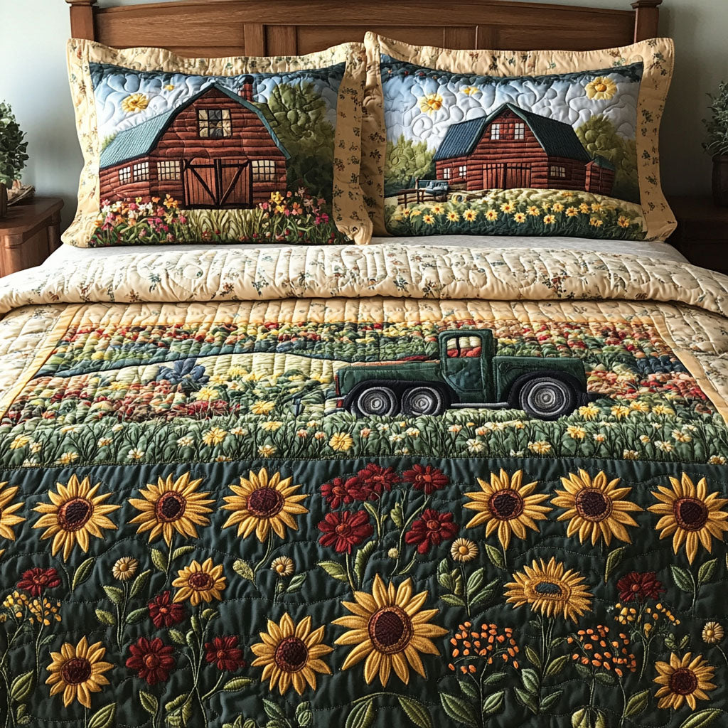 Golden Fields 3-Piece Quilted Bedding Set - Single (59" x 70")