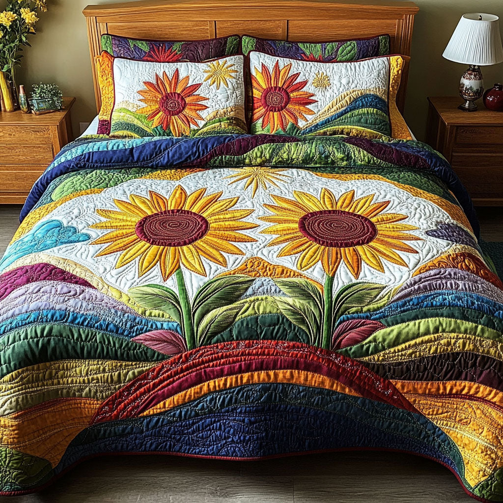 Golden Fields Reverie 3-Piece Quilted Bedding Set - Single (59" x 70")
