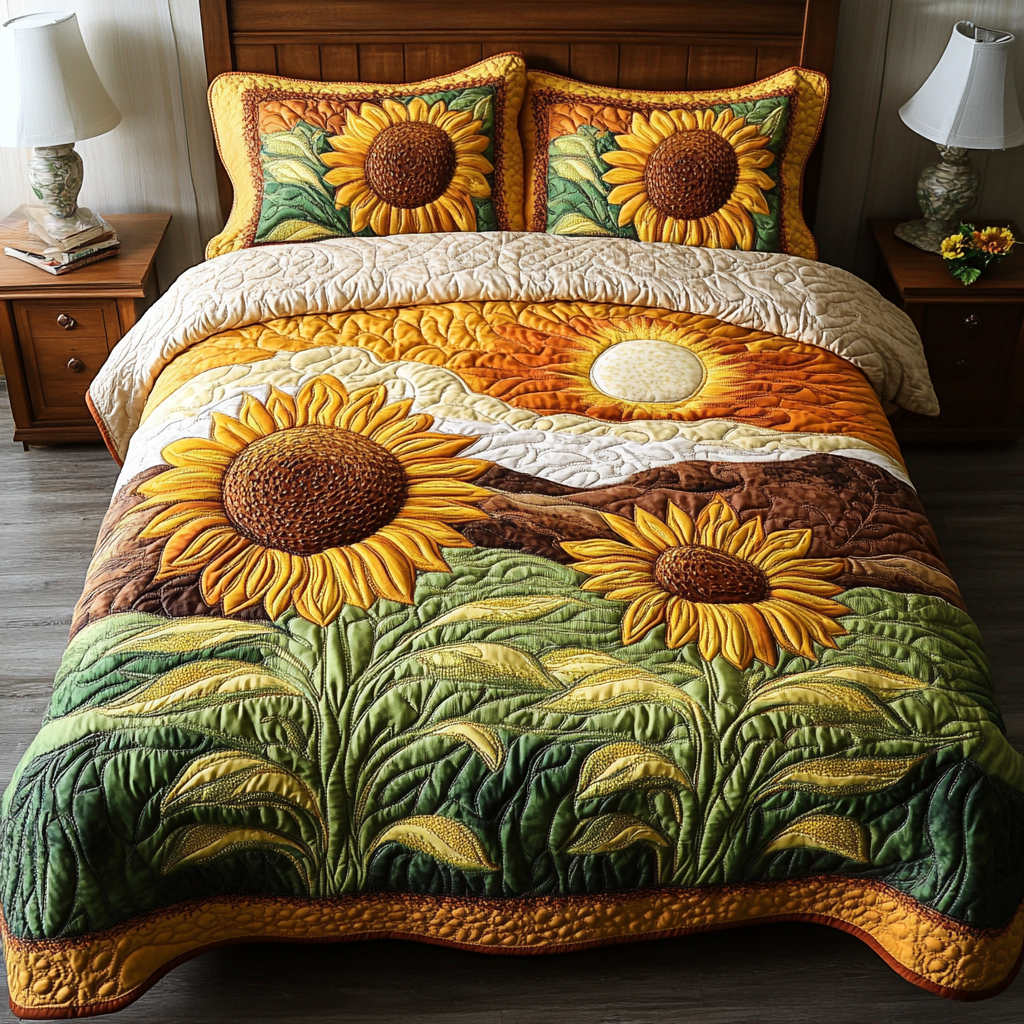 Golden Harvest 3-Piece Quilted Bedding Set - Single (59" x 70")