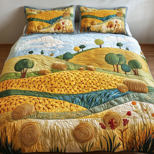 Golden Harvest 3-Piece Quilted Bedding Set - Single (59" x 70")