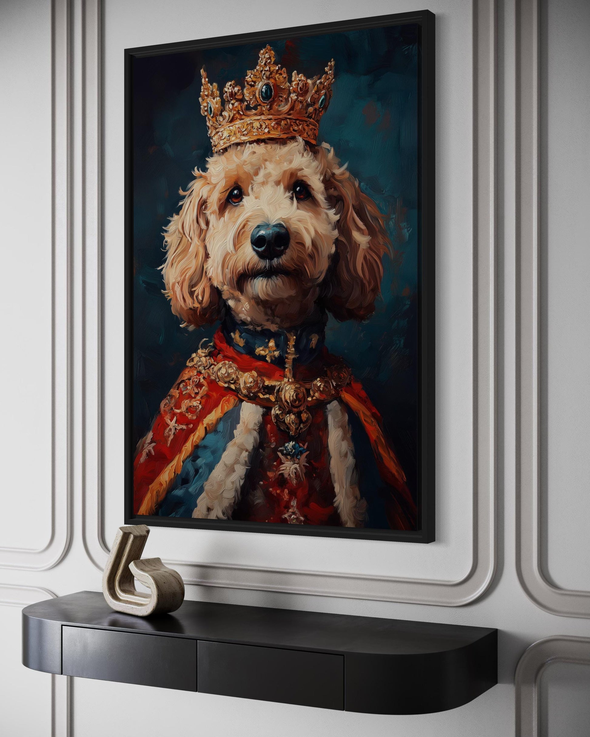 Goldendoodle With Crown Royal Portrait Wall Art