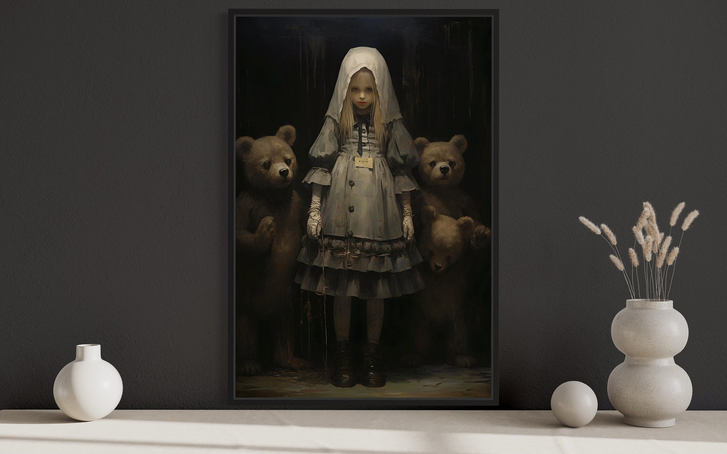 Goldilocks And The Three Bears Gothic Framed Canvas Wall Art For Library Decor