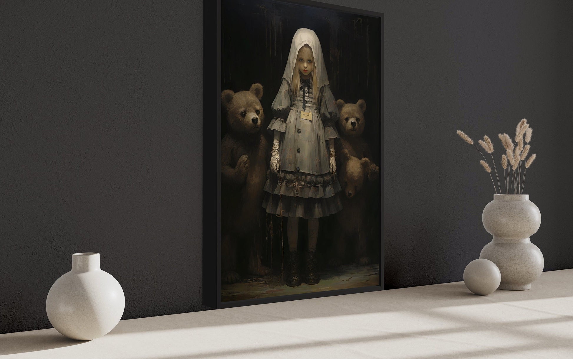 Goldilocks And The Three Bears Gothic Framed Canvas Wall Art For Library Decor