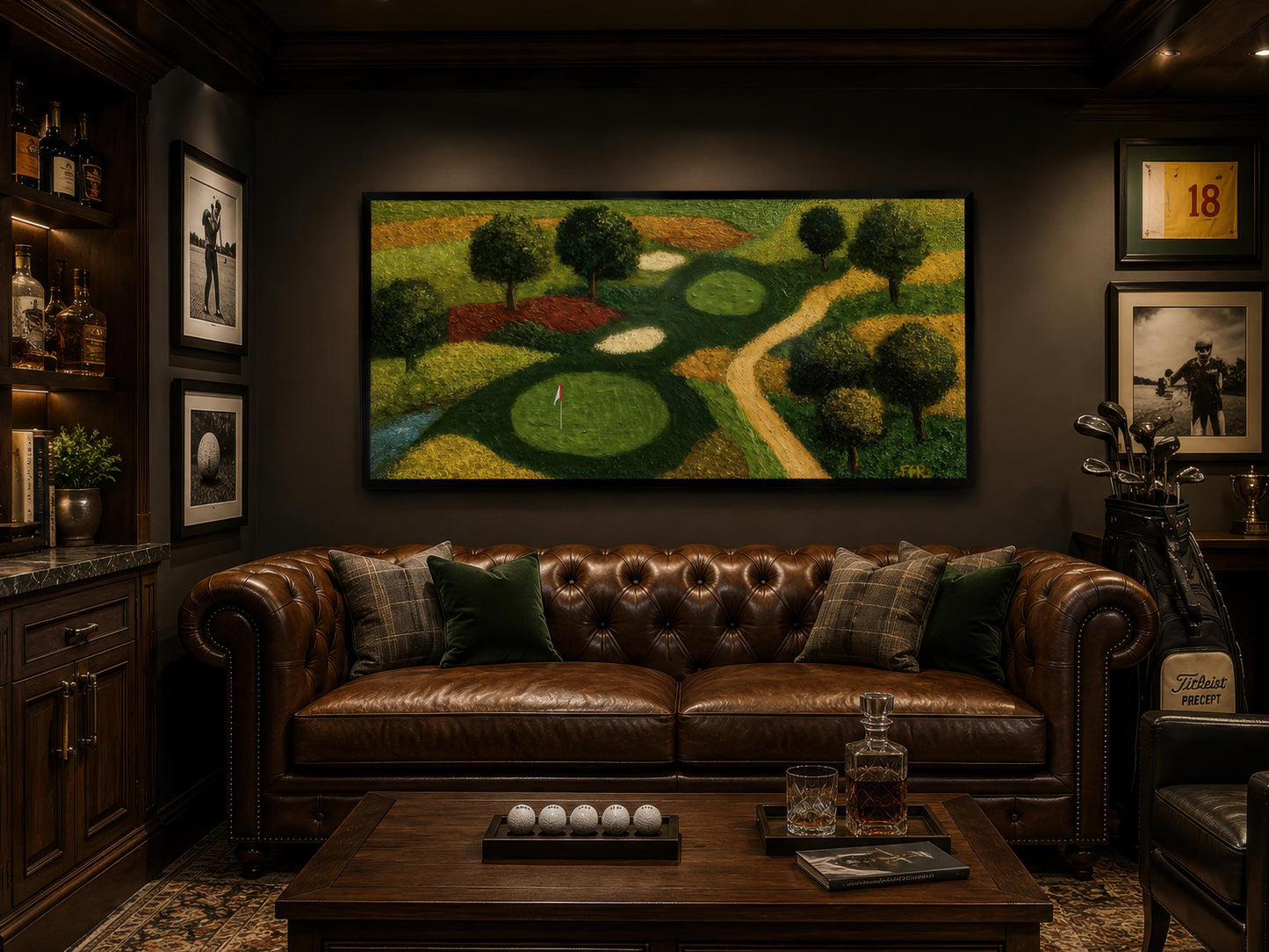 Golf Course Aerial View Canvas Wall Wart for Man Cave & Home Office