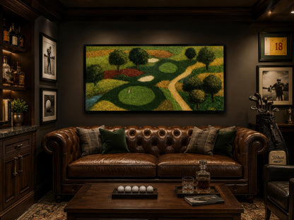 Golf Course Aerial View Canvas Wall Wart for Man Cave & Home Office