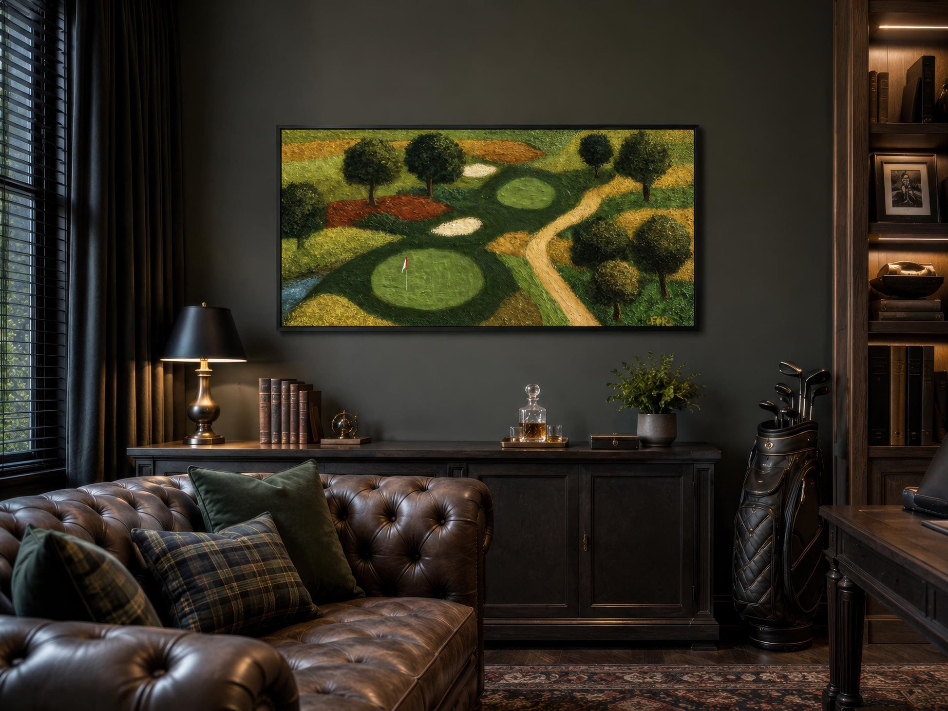 Golf Course Aerial View Canvas Wall Wart for Man Cave & Home Office