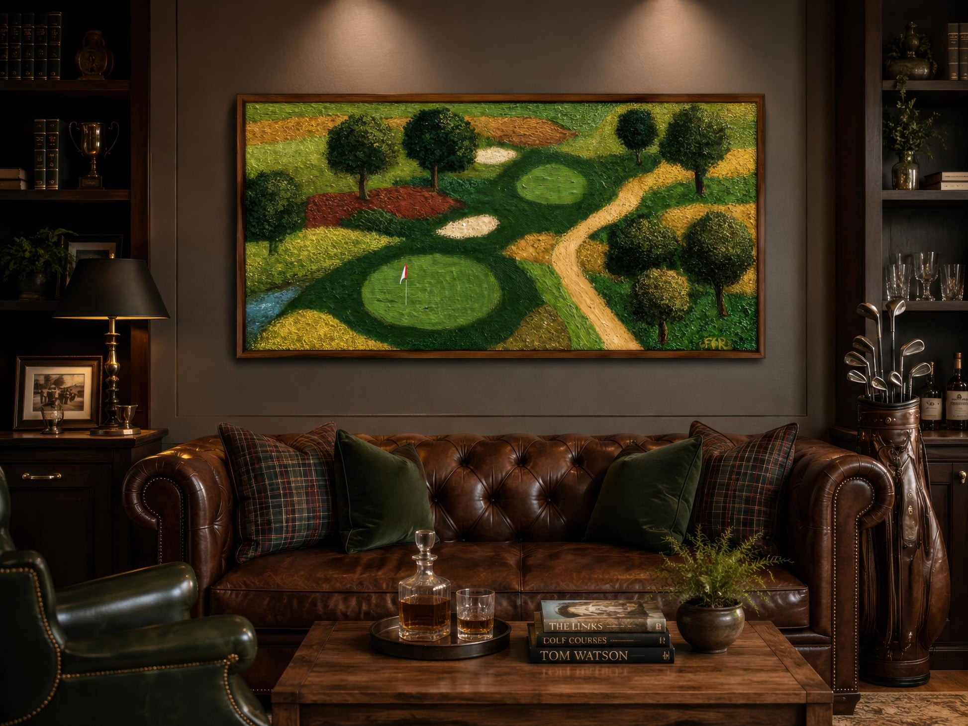 Golf Course Aerial View Canvas Wall Wart for Man Cave & Home Office