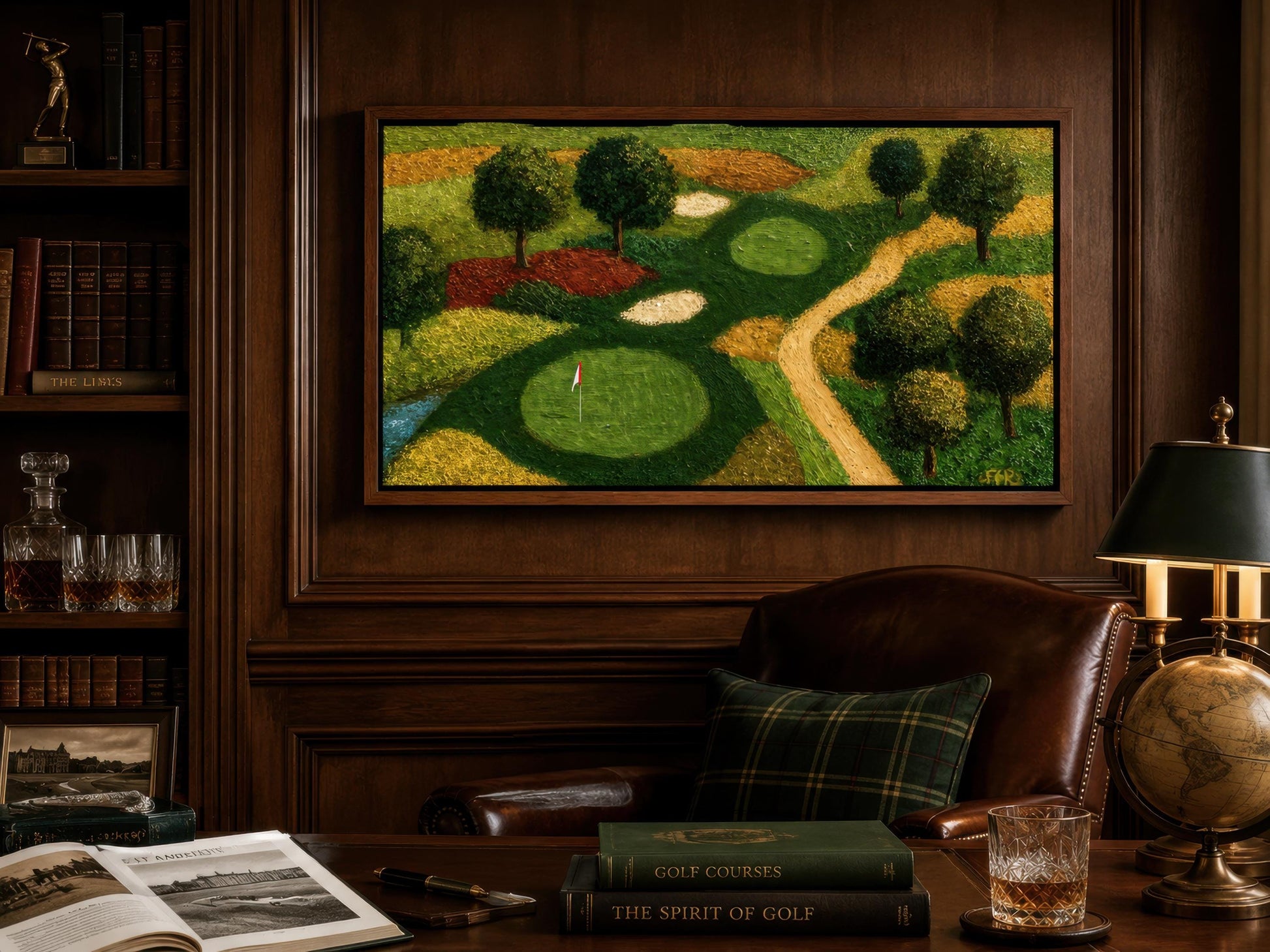 Golf Course Aerial View Canvas Wall Wart for Man Cave & Home Office