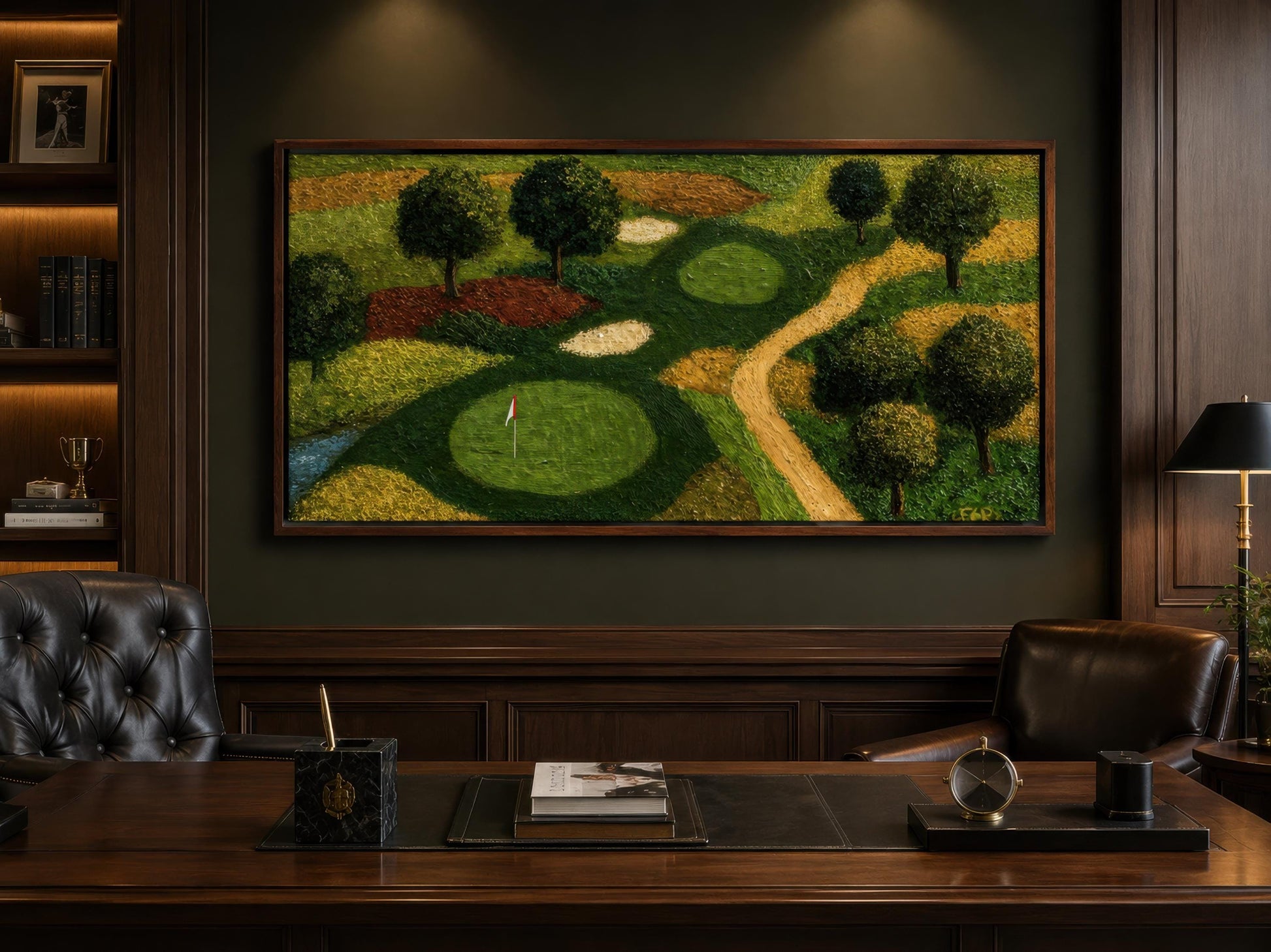 Golf Course Aerial View Canvas Wall Wart for Man Cave & Home Office