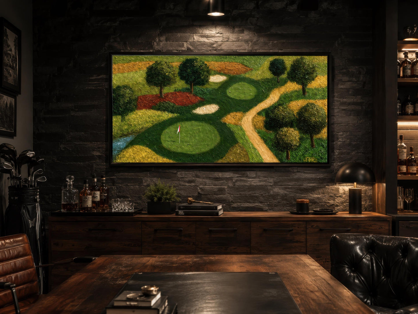 Golf Course Aerial View Canvas Wall Wart for Man Cave & Home Office