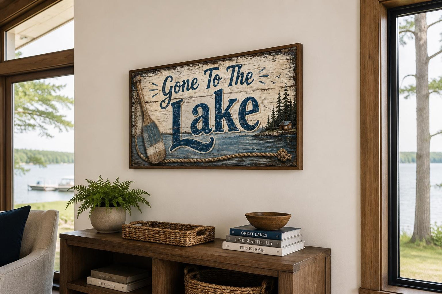 Gone To The Lake Sign Lake House Canvas Wall Art