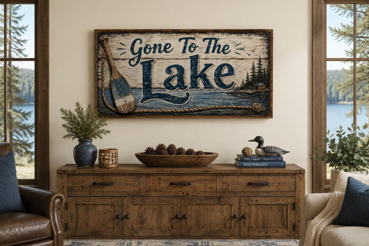 Gone To The Lake Sign Lake House Canvas Wall Art