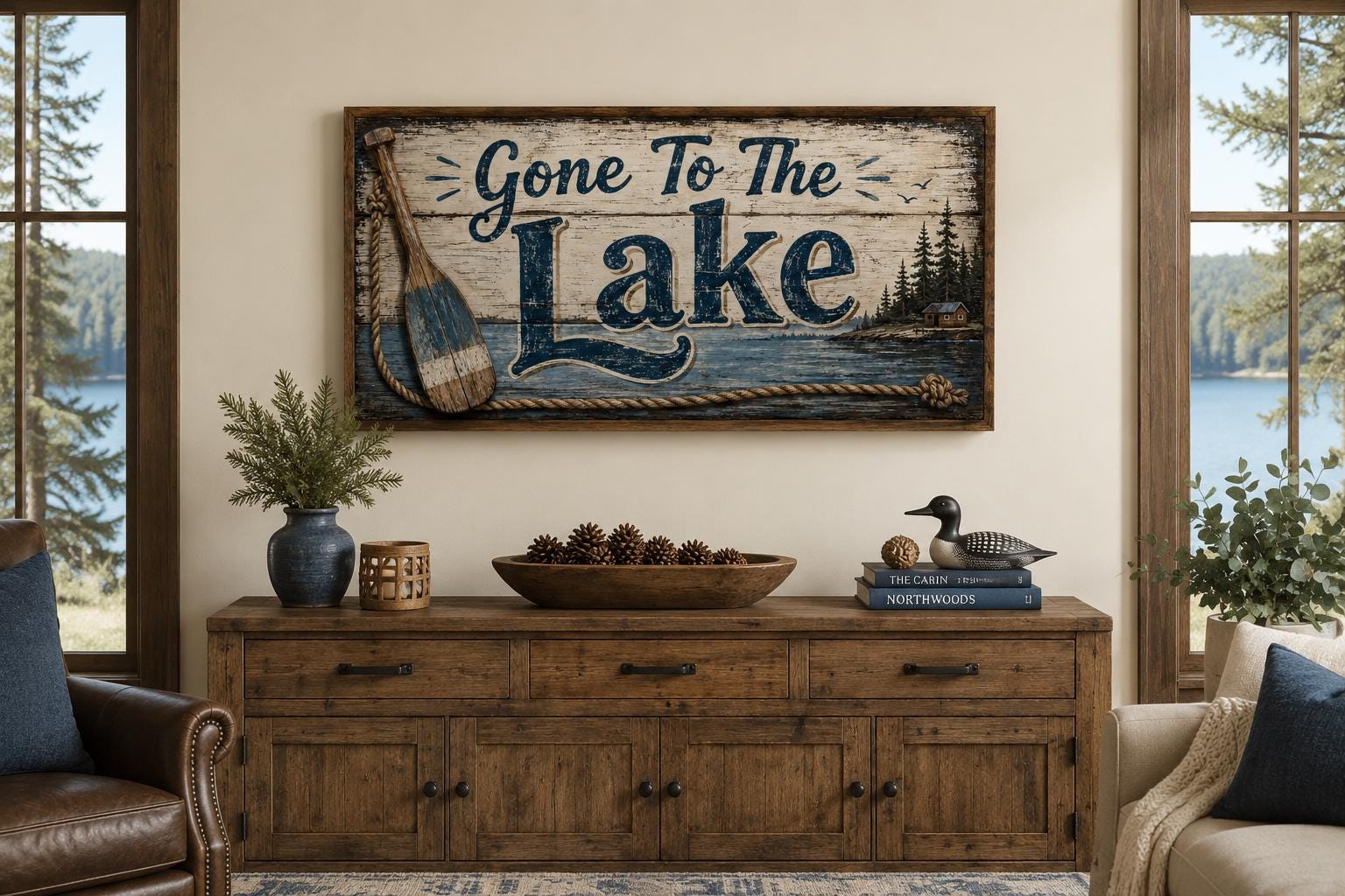 Gone To The Lake Sign Lake House Canvas Wall Art