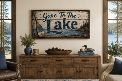 Gone To The Lake Sign Lake House Canvas Wall Art