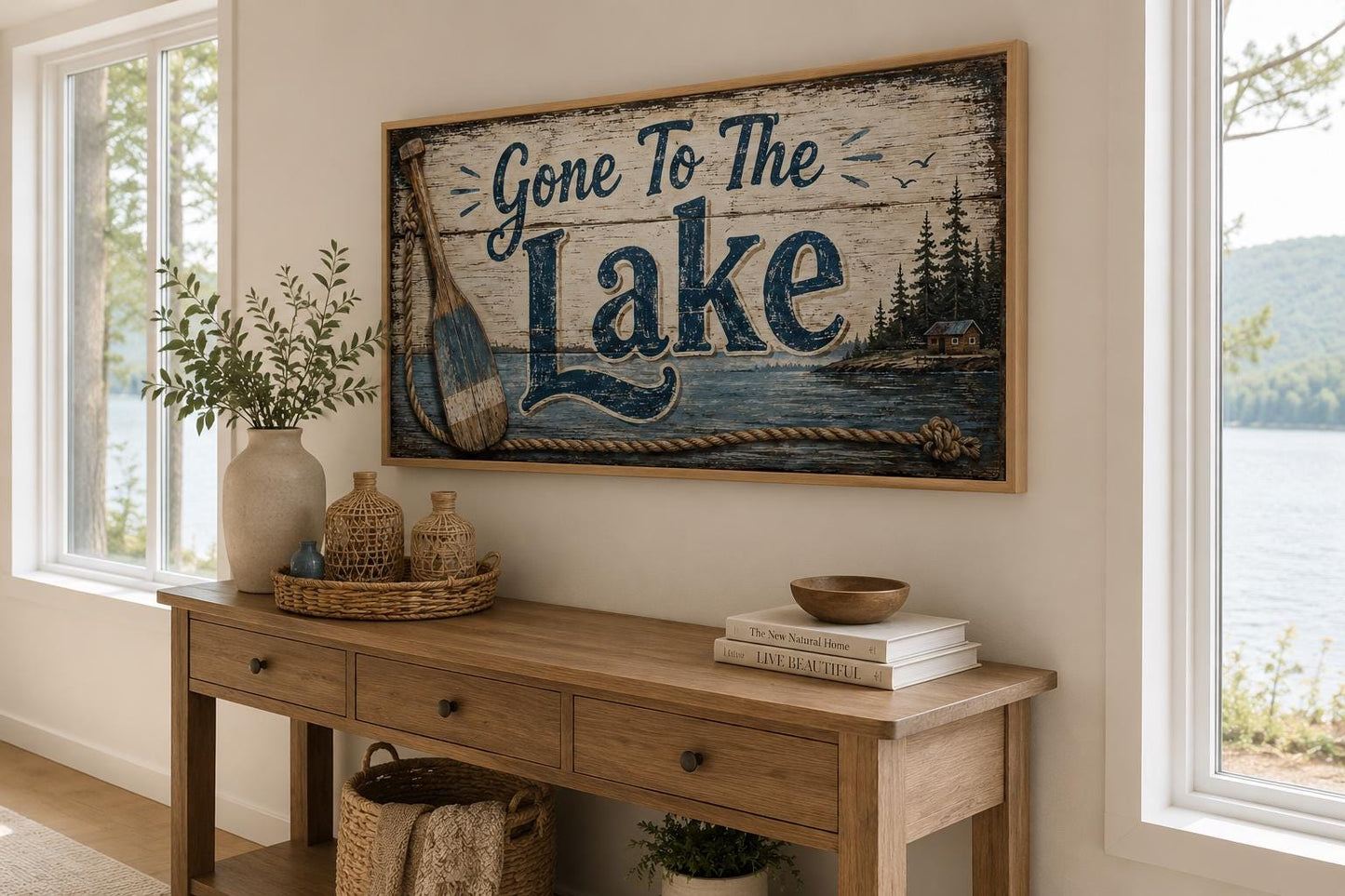 Gone To The Lake Sign Lake House Canvas Wall Art