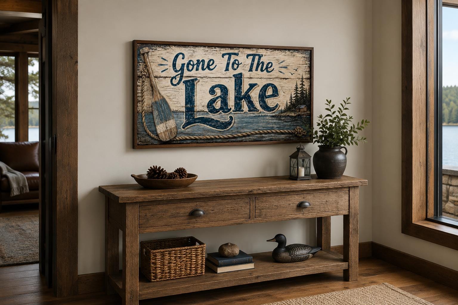 Gone To The Lake Sign Lake House Canvas Wall Art