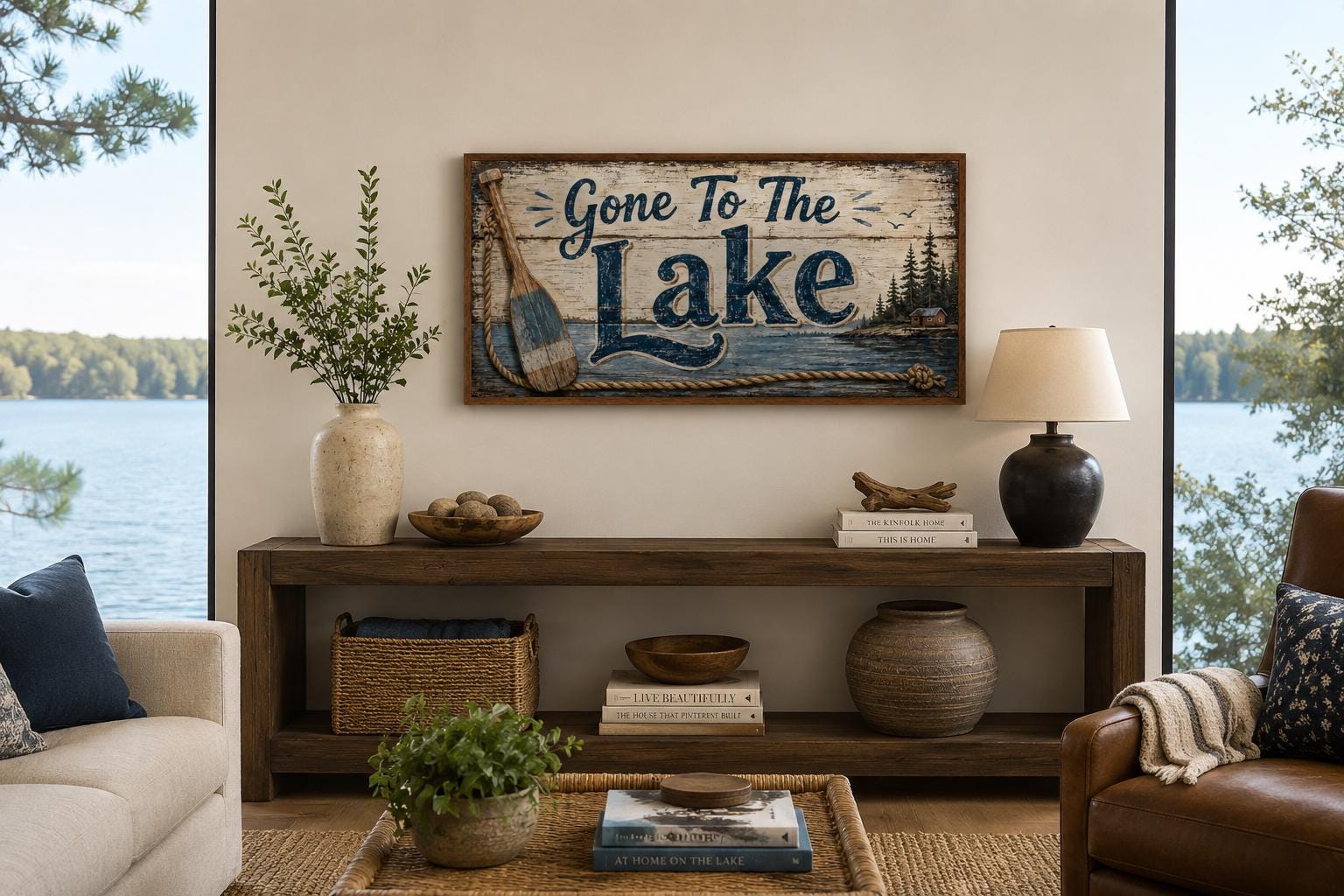 Gone To The Lake Sign Lake House Canvas Wall Art