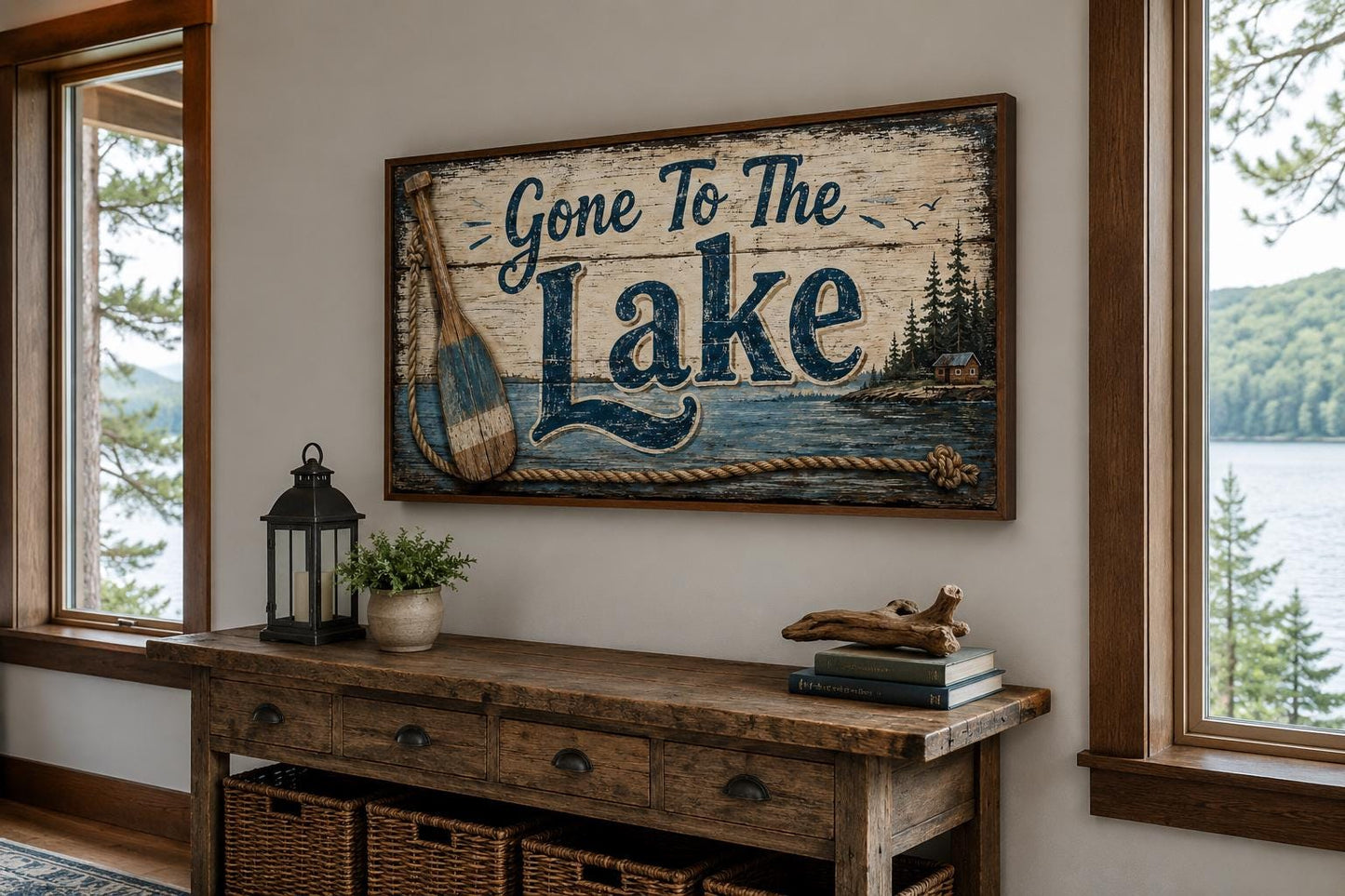 Gone To The Lake Sign Lake House Canvas Wall Art