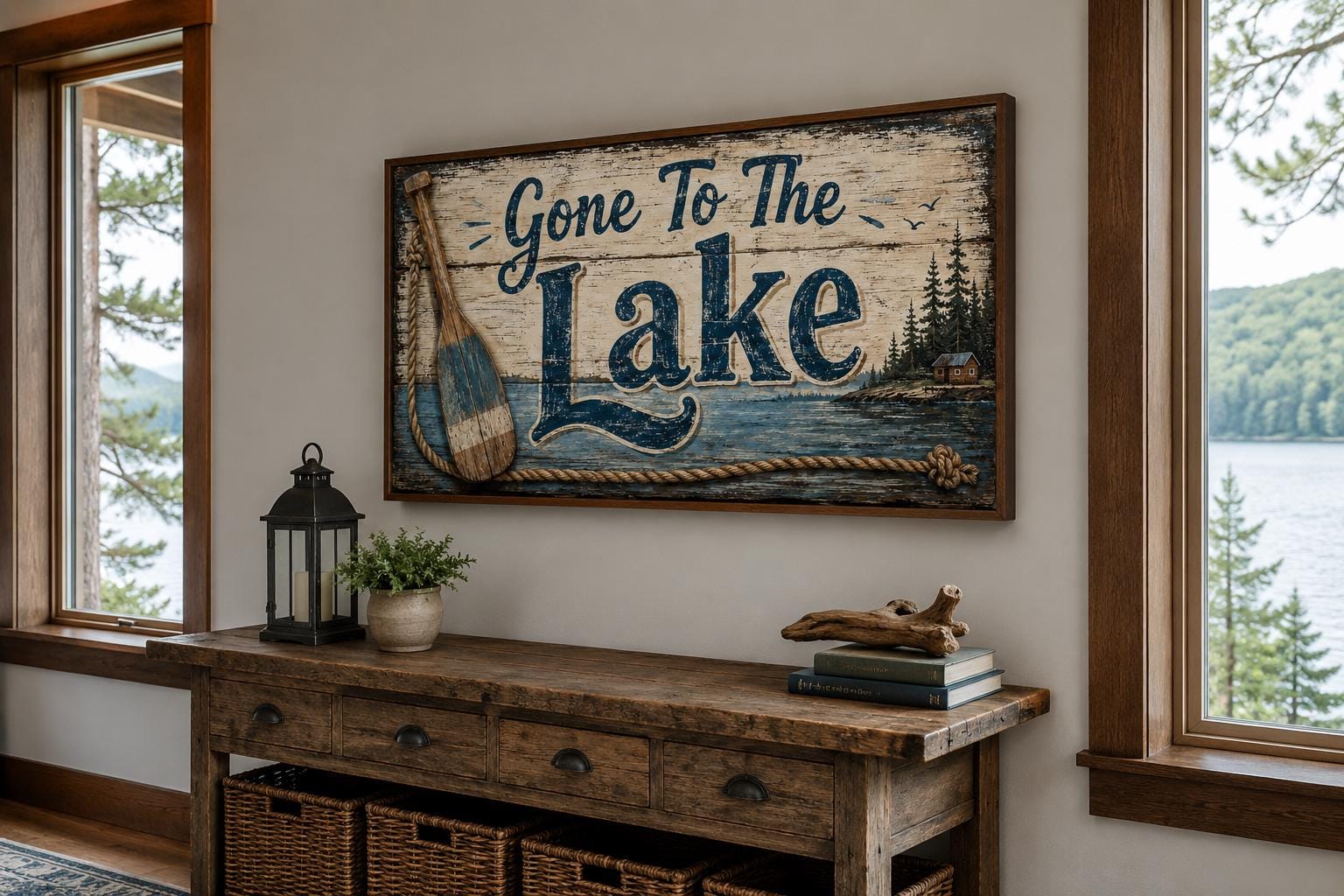 Gone To The Lake Sign Lake House Canvas Wall Art