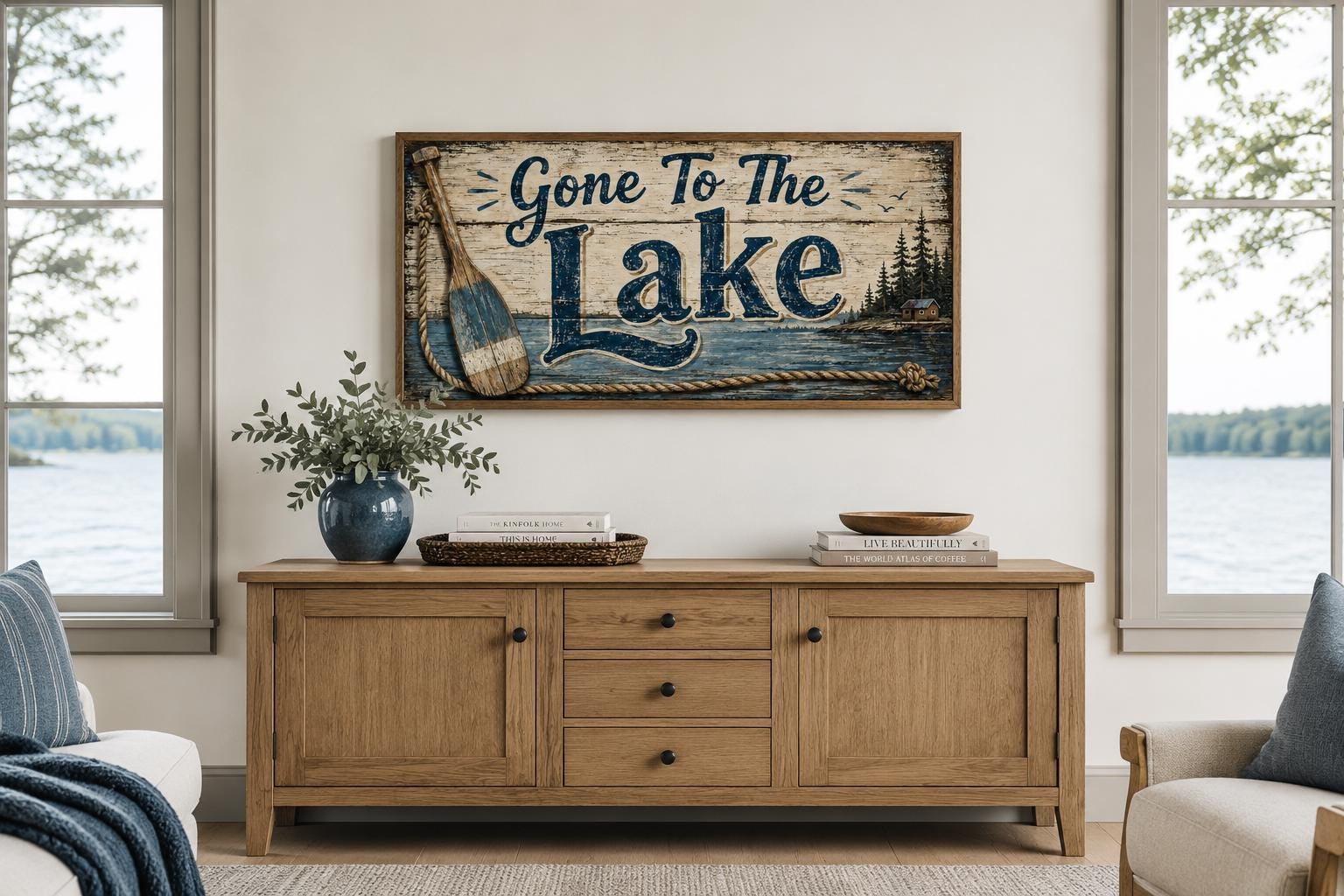 Gone To The Lake Sign Lake House Canvas Wall Art