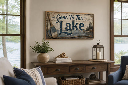 Gone To The Lake Sign Lake House Canvas Wall Art