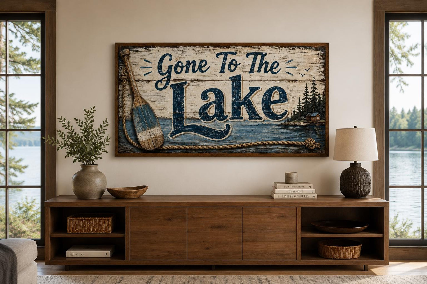 Gone To The Lake Sign Lake House Canvas Wall Art