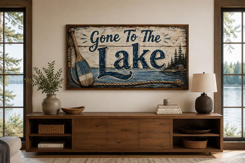 Gone To The Lake Sign Lake House Canvas Wall Art