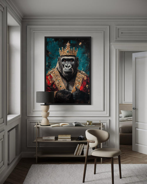 Gorilla With Crown And Robe Victorian Portrait Wall Art