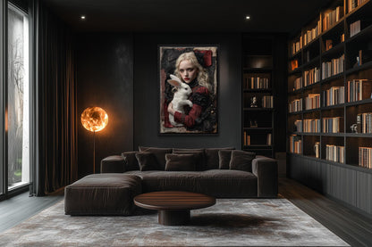 Gothic Alice In Wonderland With White Rabbit Wall Art