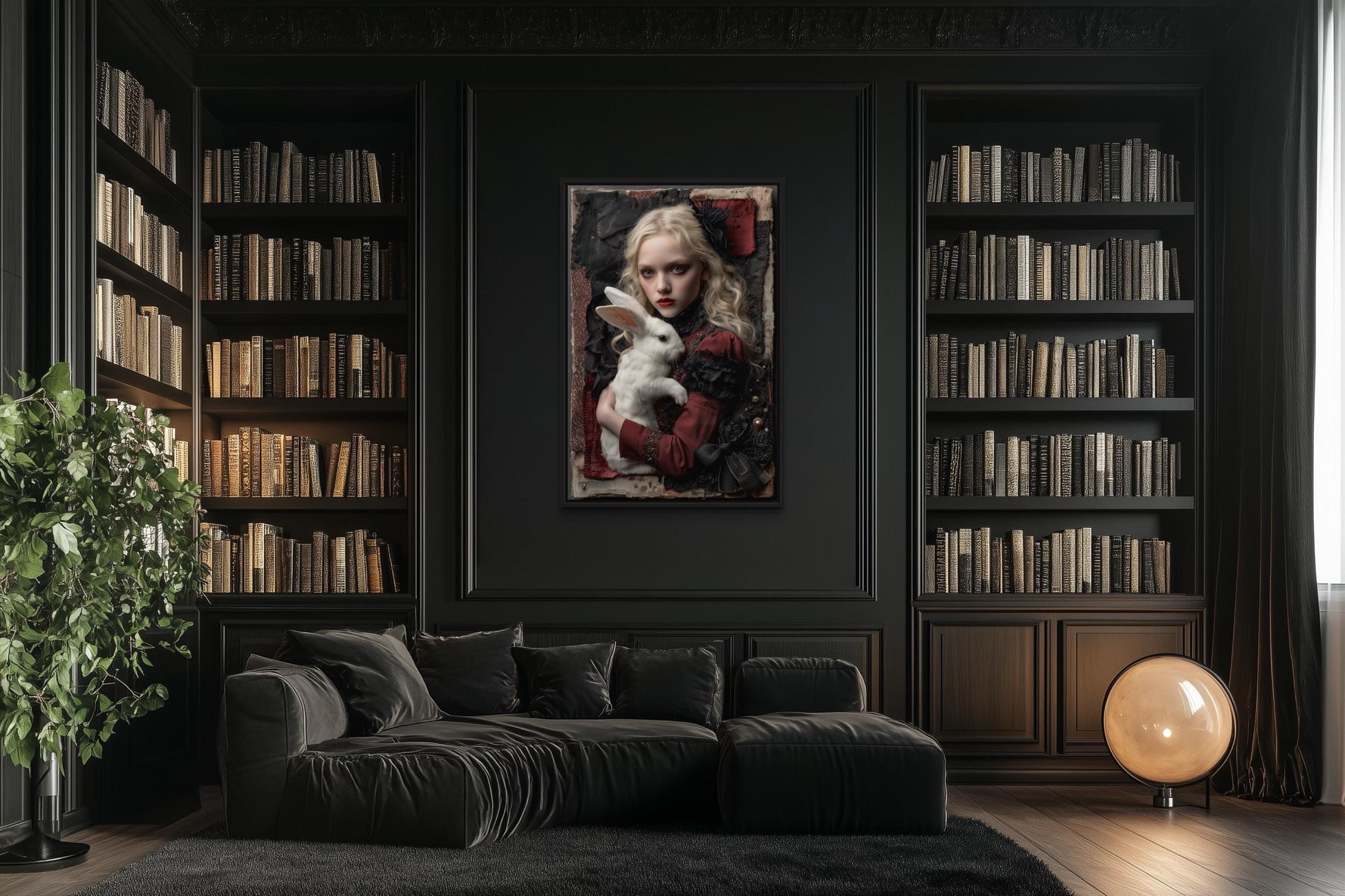 Gothic Alice In Wonderland With White Rabbit Wall Art