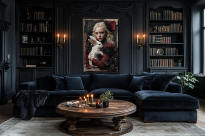 Gothic Alice In Wonderland With White Rabbit Wall Art