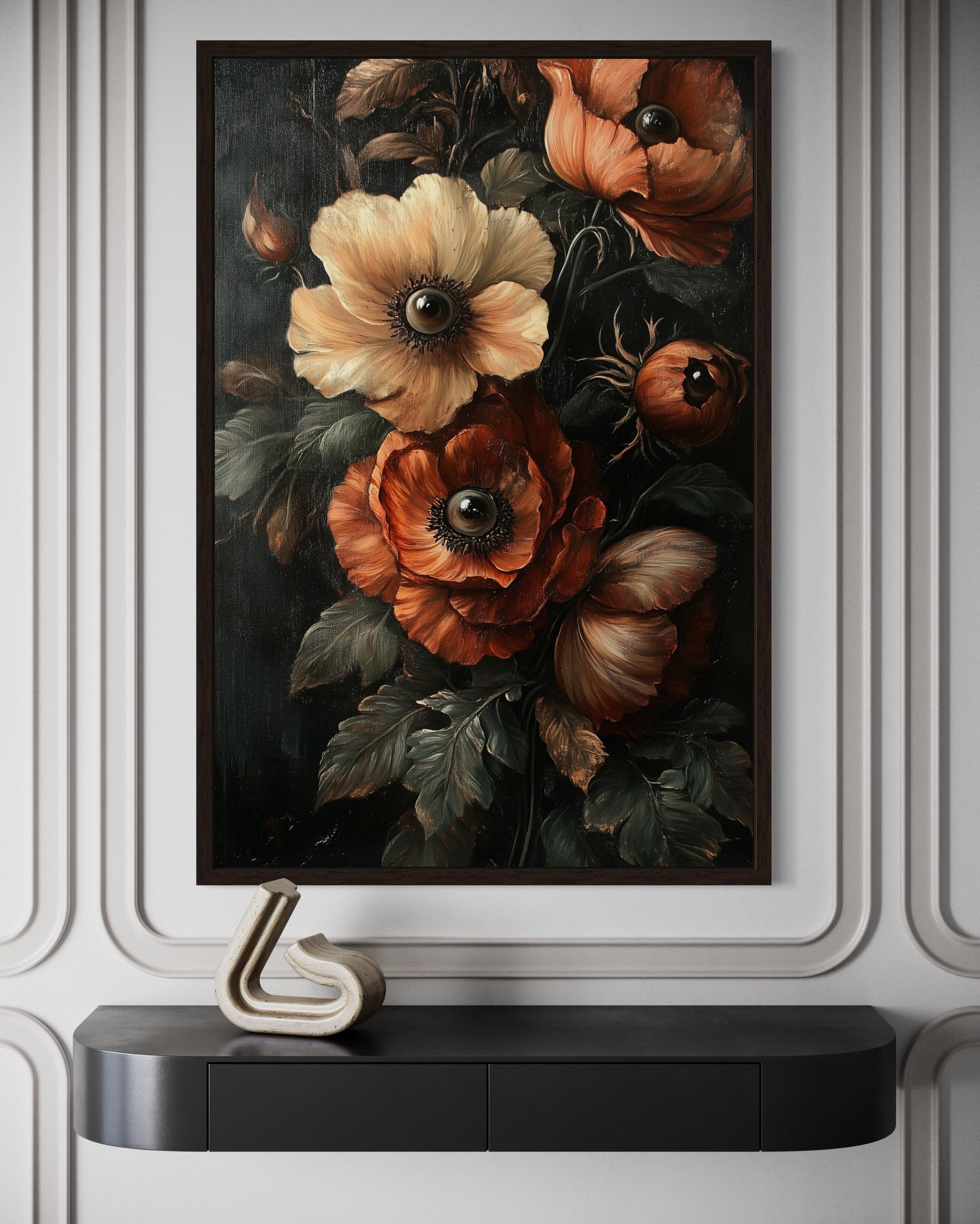 Gothic All Seeing Flowers Framed Canvas Wall Art