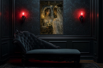Gothic Bride Wall Art - Dark Romantic Canvas Victorian Wedding Portrait Print