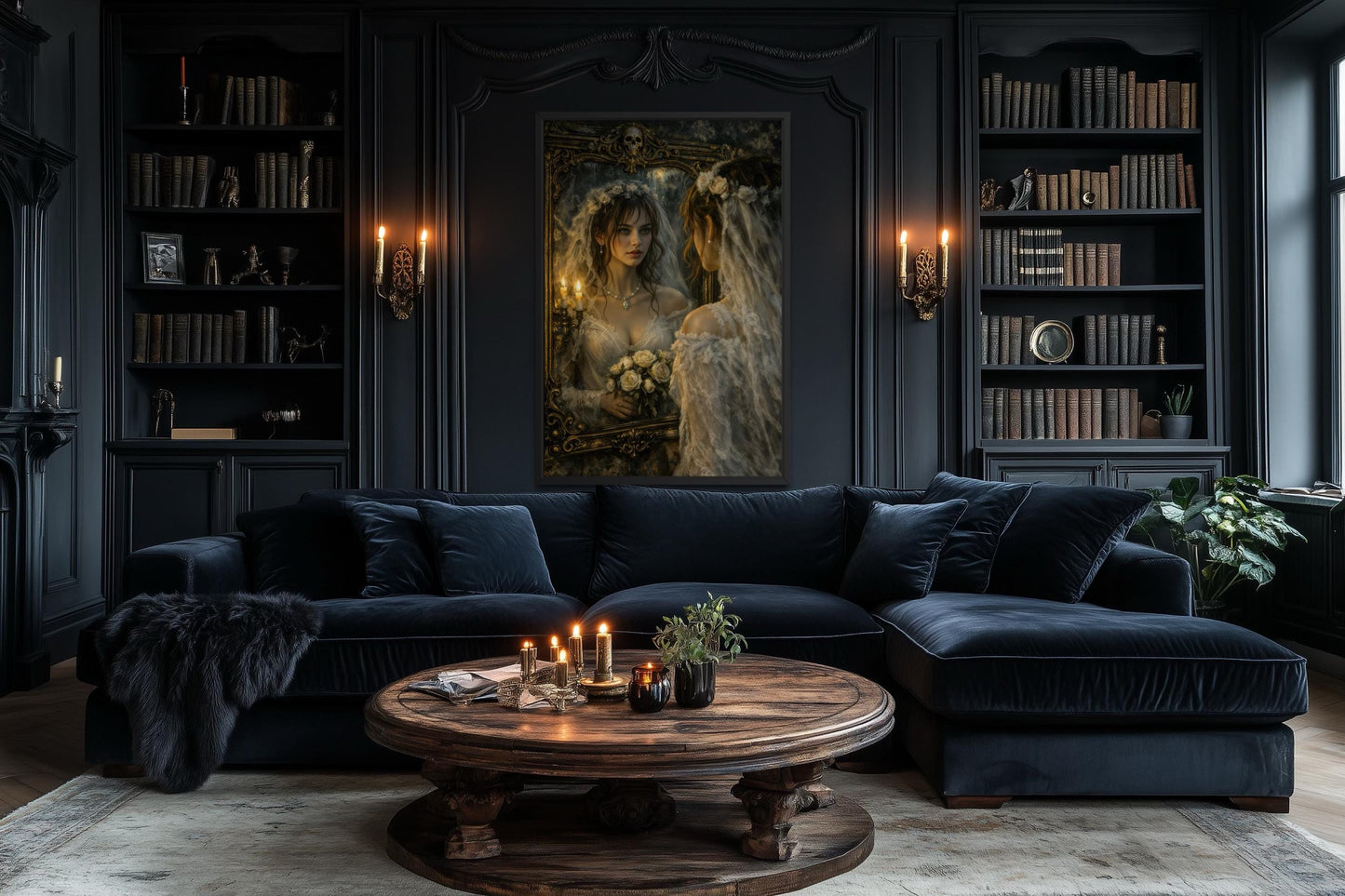 Gothic Bride Wall Art - Dark Romantic Canvas Victorian Wedding Portrait Print