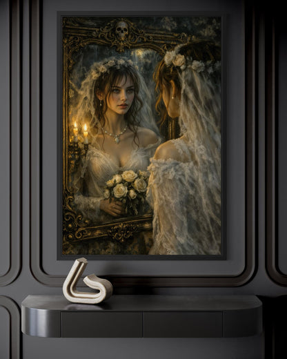 Gothic Bride Wall Art - Dark Romantic Canvas Victorian Wedding Portrait Print