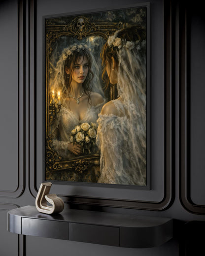Gothic Bride Wall Art - Dark Romantic Canvas Victorian Wedding Portrait Print