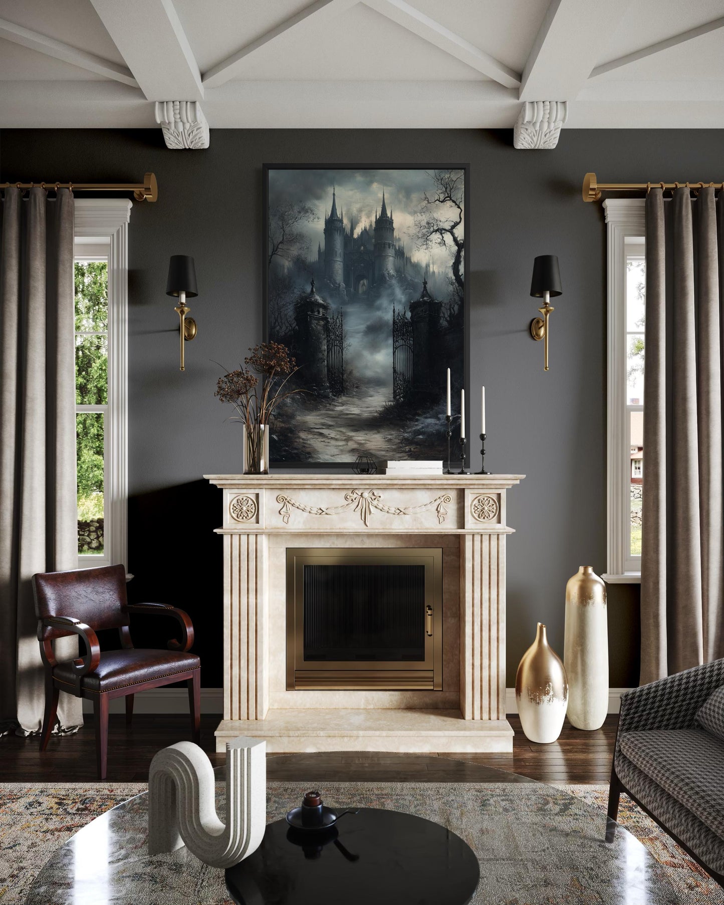 Gothic Castle Gate Vertical Canvas Wall Art