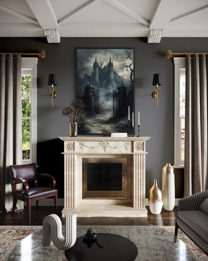 Gothic Castle Gate Vertical Canvas Wall Art