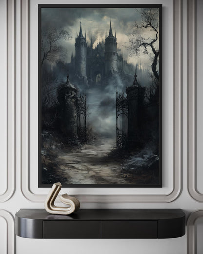 Gothic Castle Gate Vertical Canvas Wall Art