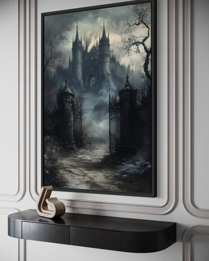 Gothic Castle Gate Vertical Canvas Wall Art