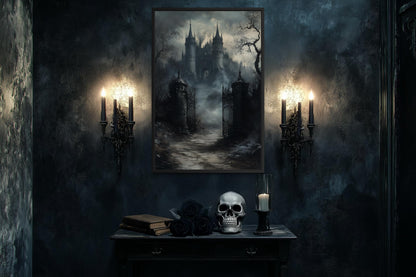 Gothic Castle Gate Vertical Canvas Wall Art