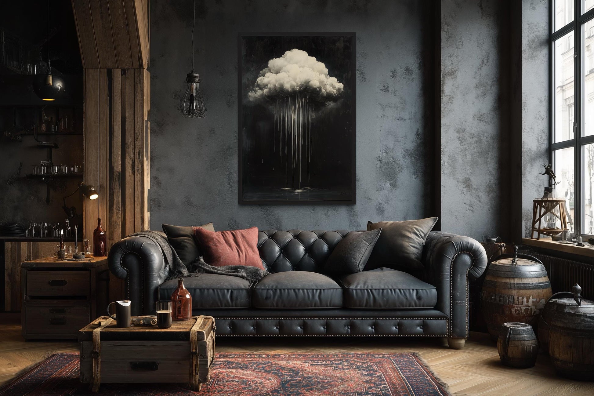 Gothic Cloud Crying Dripping Paint Halloween Wall Art
