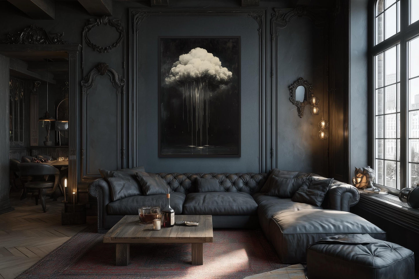 Gothic Cloud Crying Dripping Paint Halloween Wall Art
